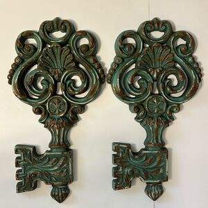 Set of 2 Vintage Dart Industries Skeleton Key Wall Plaques Mid Century Modern